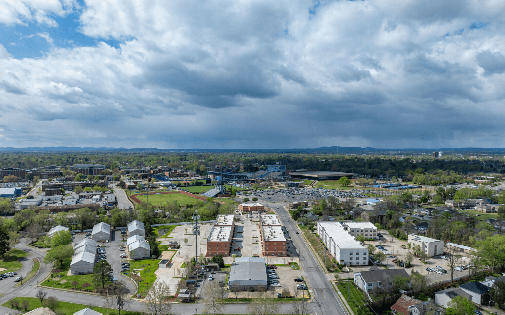 Aerial view of College Place properties near MTSU campus